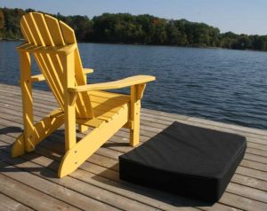 Outdoor dog bed by the lake